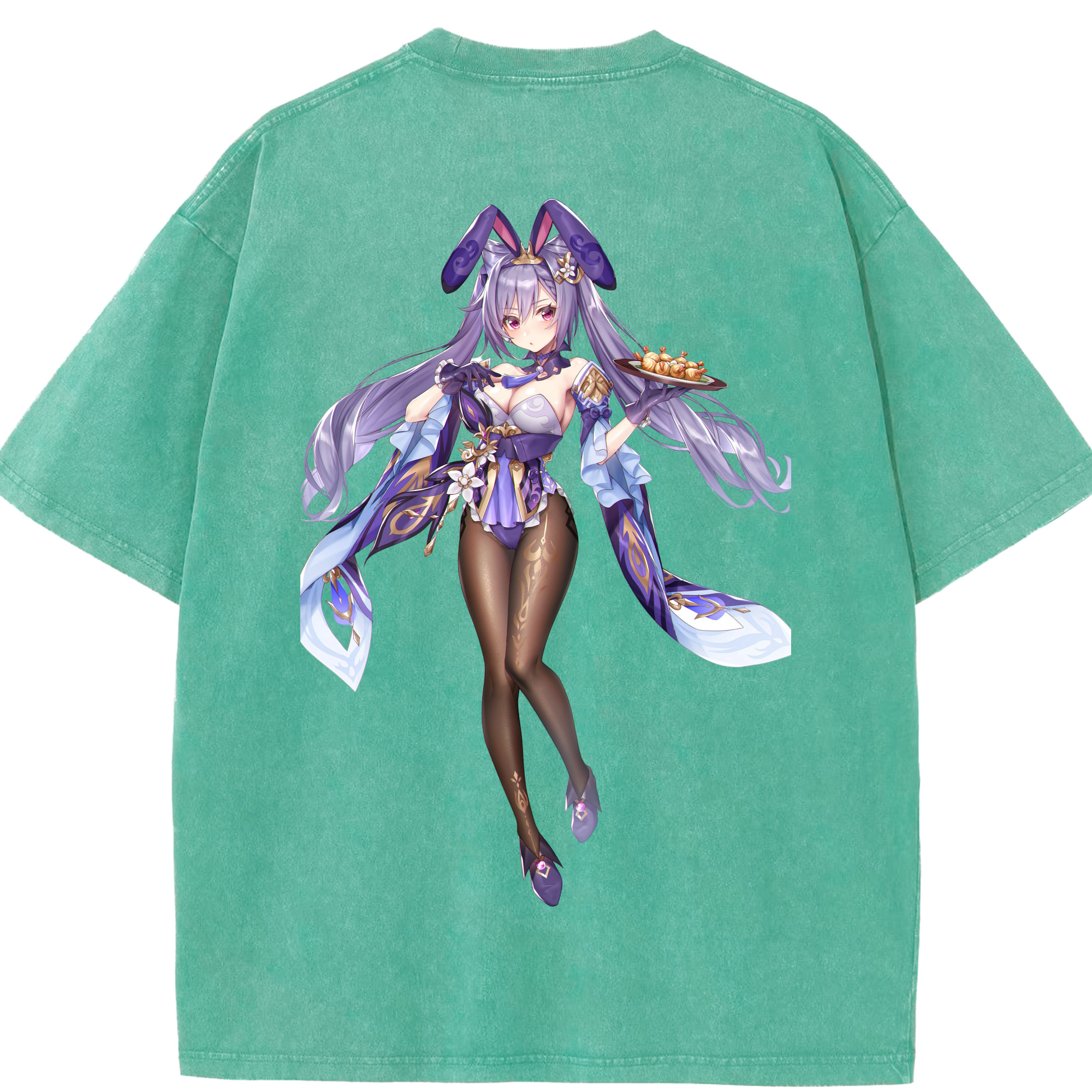 げんし神 刻晴 こくせい genshin Kokusei 綿100% ヴィンテージ風 半袖Tシャツ（背面プリント）